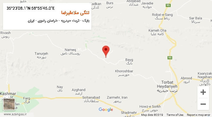 روستای تنگی ملاعلیرضا بر روی نقشه