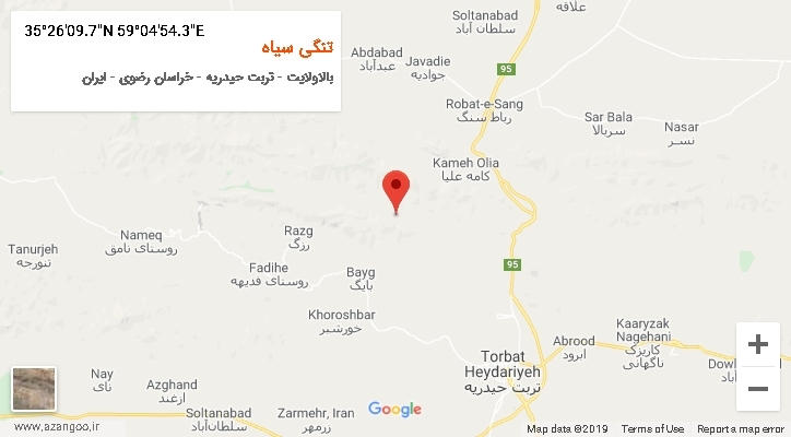 روستای تنگی سیاه بر روی نقشه