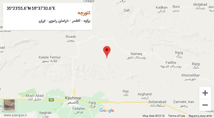 روستای تنورجه بر روی نقشه
