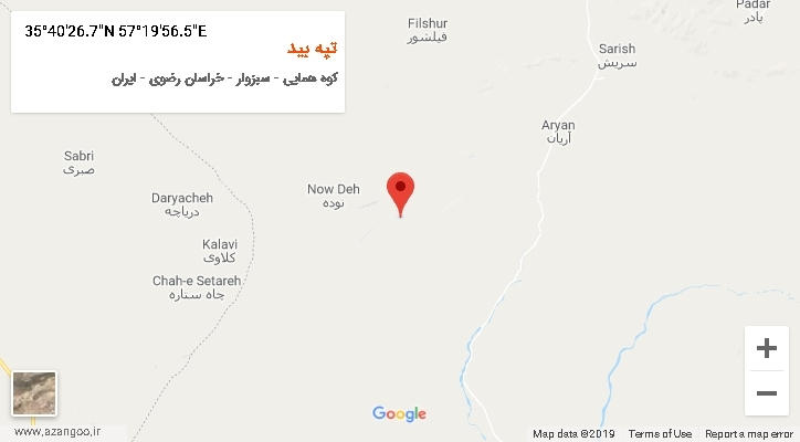 روستای تپه بید بر روی نقشه