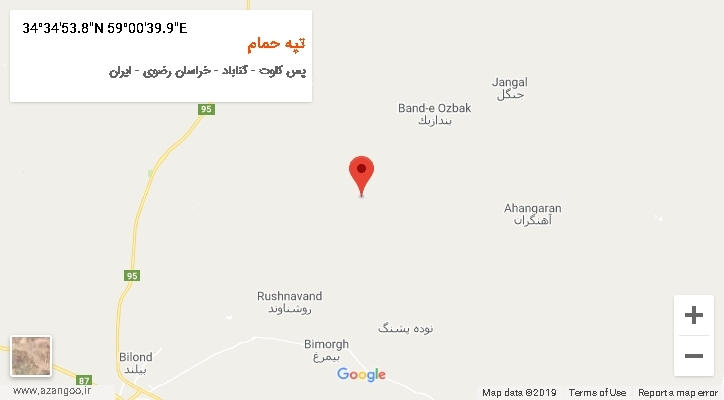 روستای تپه حمام بر روی نقشه