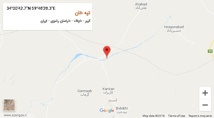 روستای تپه خان بر روی نقشه