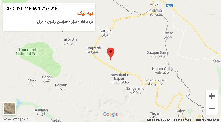 روستای تپه لیک بر روی نقشه