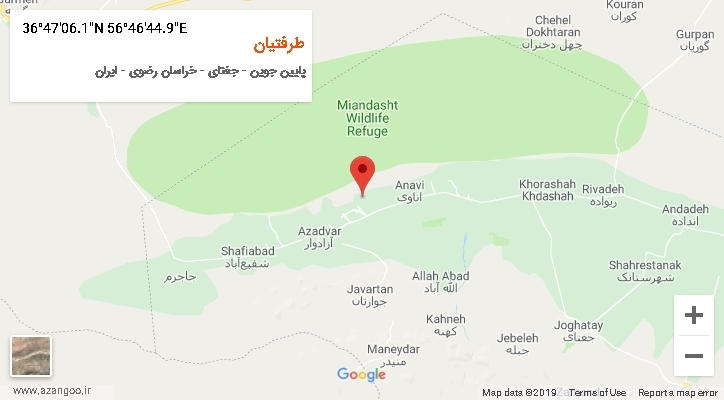 روستای طرفتیان بر روی نقشه