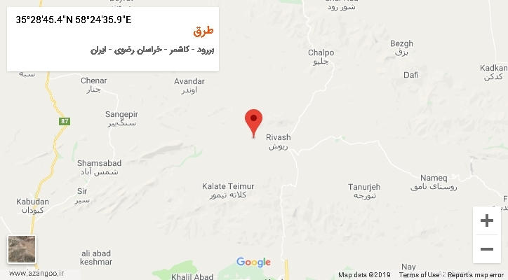 روستای طرق بر روی نقشه
