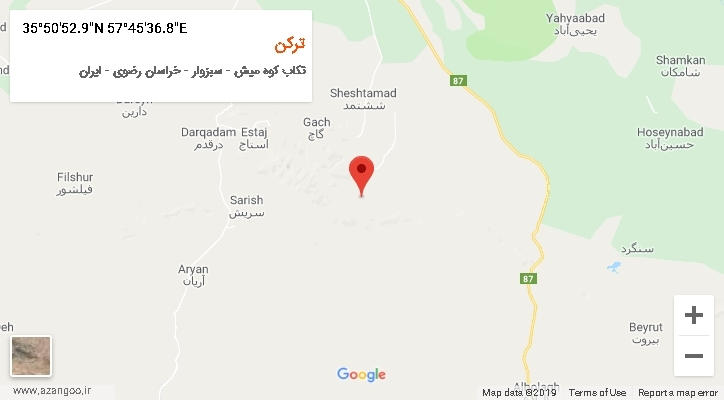 روستای ترکن بر روی نقشه