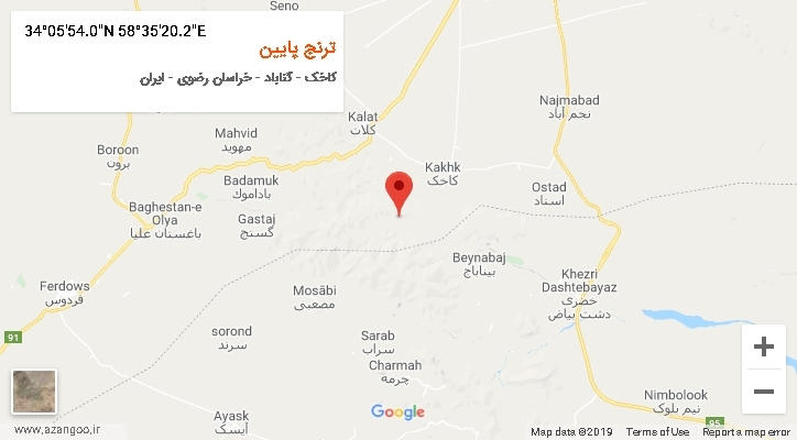 روستای ترنج پایین بر روی نقشه