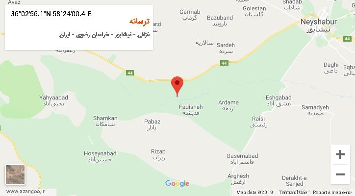 روستای ترسانه بر روی نقشه