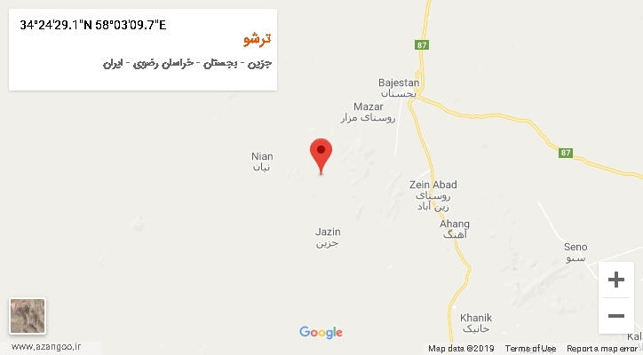 روستای ترشو بر روی نقشه