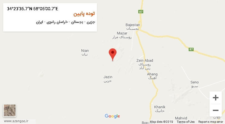 روستای توده پایین بر روی نقشه