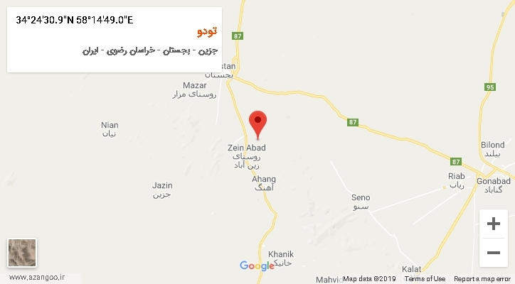 روستای تودو بر روی نقشه