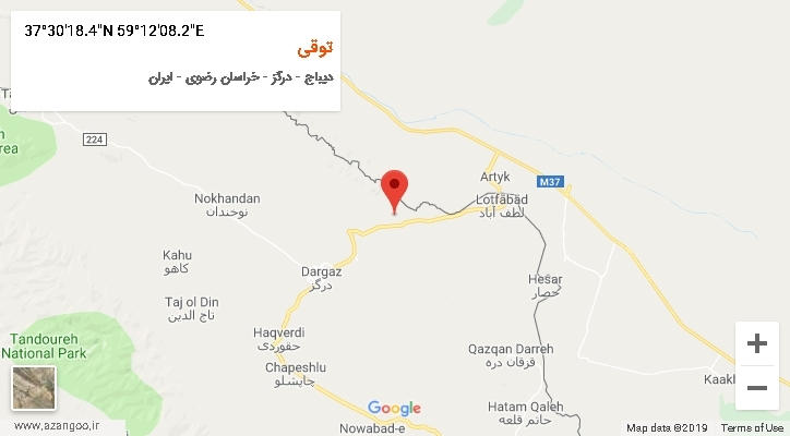 روستای توقی بر روی نقشه