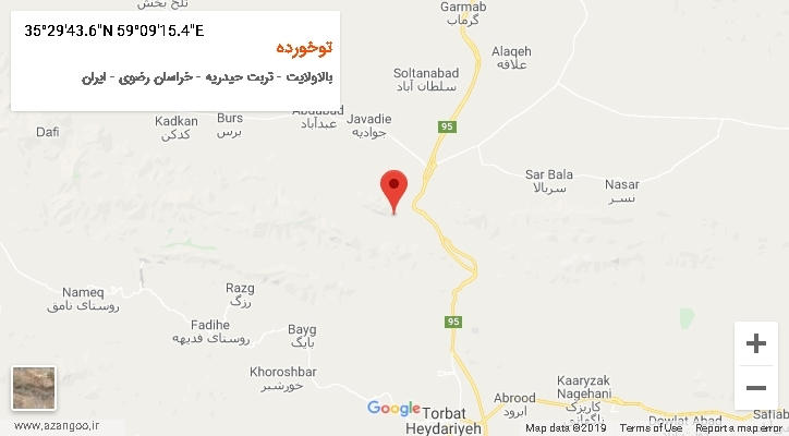 روستای توخورده بر روی نقشه