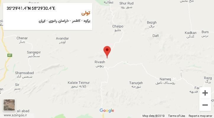 روستای تولی بر روی نقشه