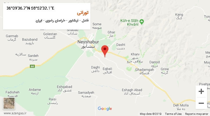 روستای تورانی بر روی نقشه