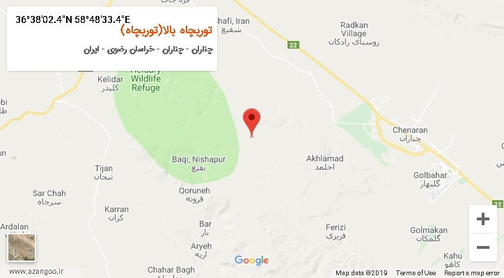 روستای توربچاه بالا(توربچاه) بر روی نقشه