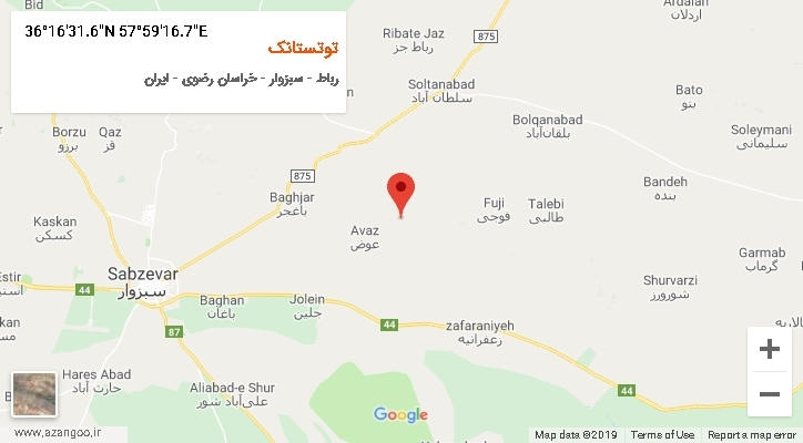 روستای توتستانک بر روی نقشه