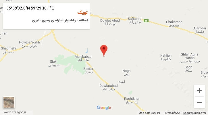 روستای تویک بر روی نقشه