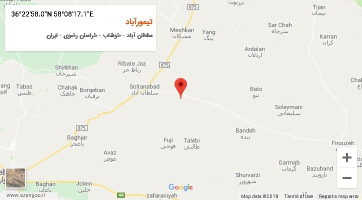 روستای تیمورآباد بر روی نقشه