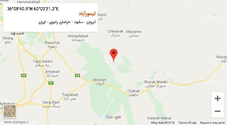 روستای تیمورآباد بر روی نقشه