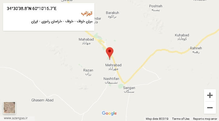 روستای تیزاب بر روی نقشه
