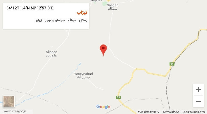 روستای تیزاب بر روی نقشه