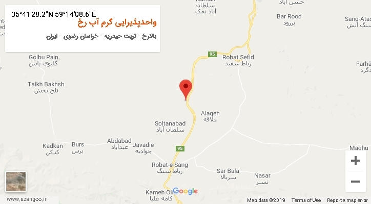 روستای واحدپذیرایی گرم آب رخ بر روی نقشه