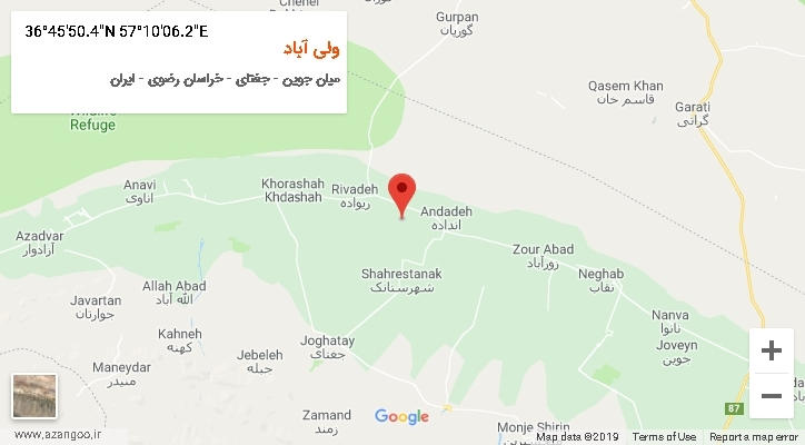 روستای ولی آباد بر روی نقشه