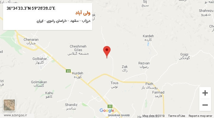 روستای ولی آباد بر روی نقشه
