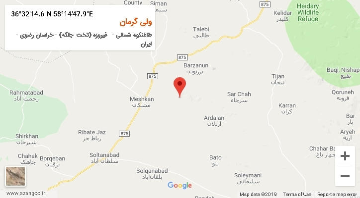 روستای ولی گرمان بر روی نقشه
