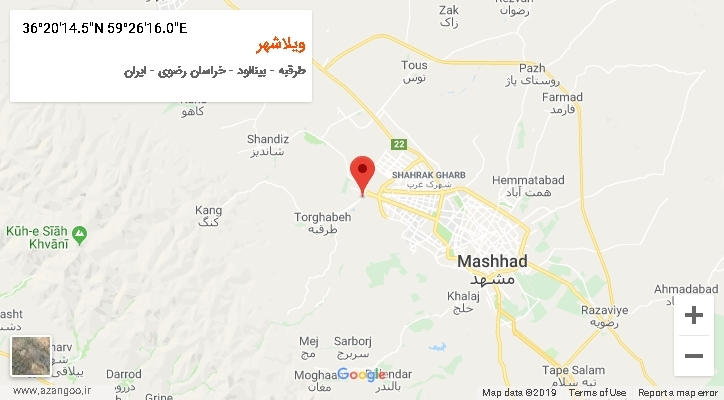 روستای ویلاشهر بر روی نقشه