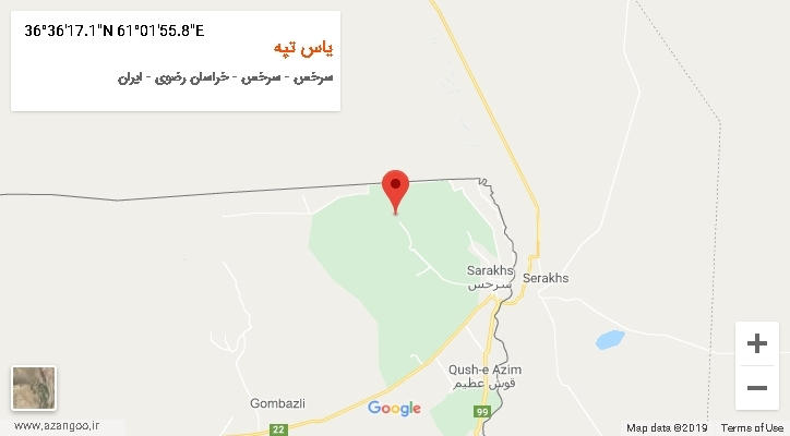 روستای یاس تپه بر روی نقشه