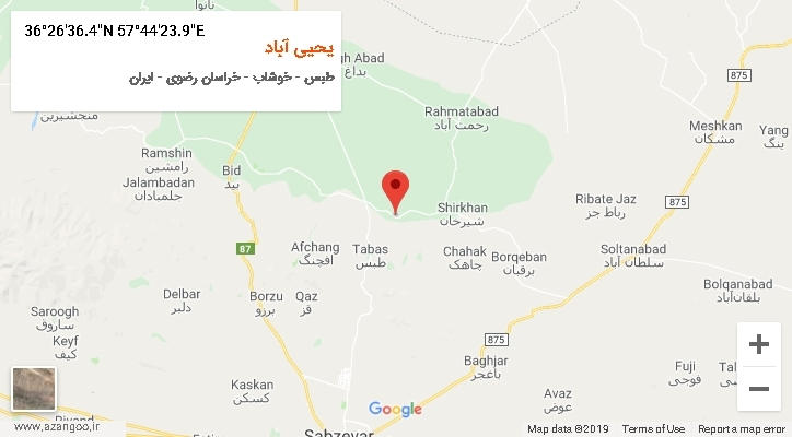 روستای یحیی آباد بر روی نقشه