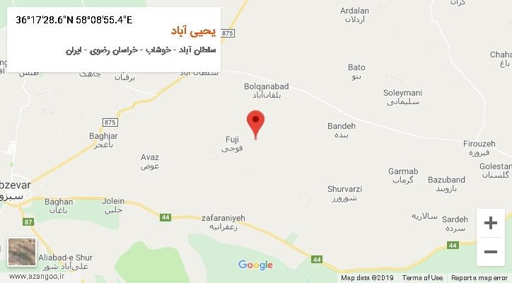 روستای یحیی آباد بر روی نقشه