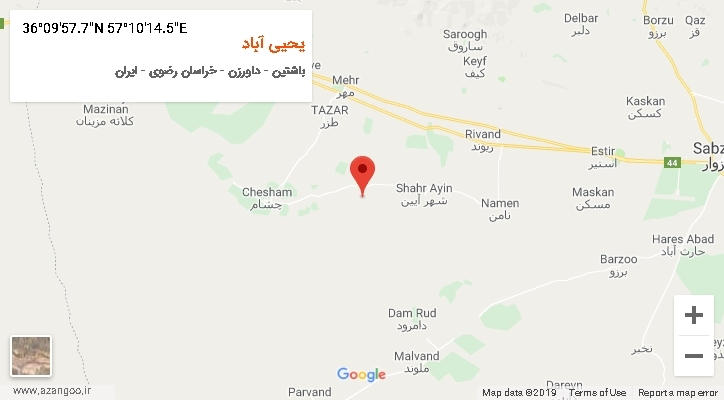 روستای یحیی آباد بر روی نقشه