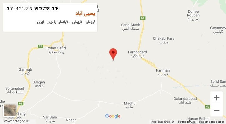 روستای یحیی آباد بر روی نقشه