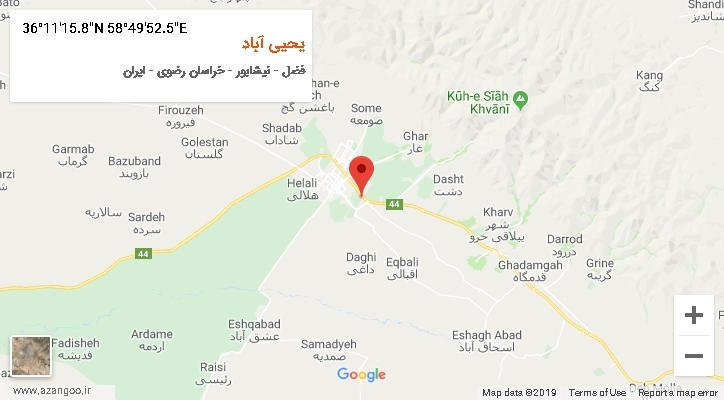 روستای یحیی آباد بر روی نقشه