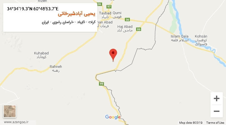 روستای یحیی آبادشیرخانی بر روی نقشه
