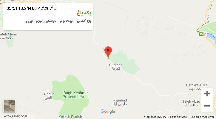 روستای یکه باغ بر روی نقشه