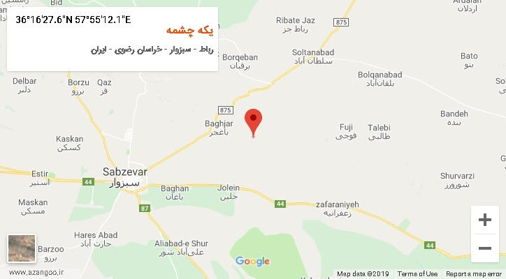 روستای یکه چشمه بر روی نقشه
