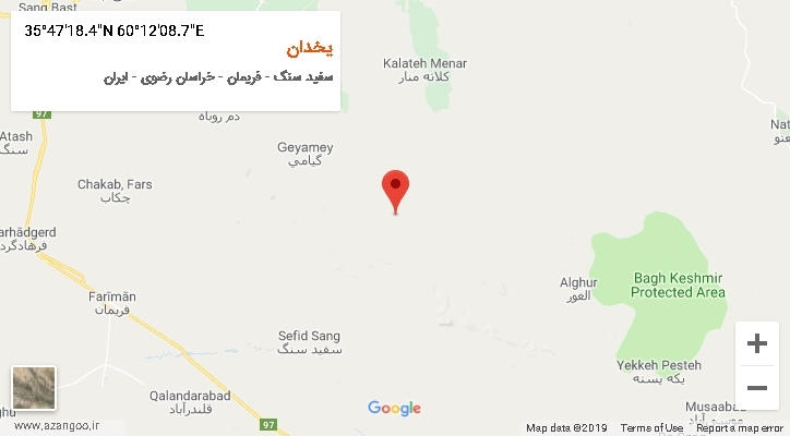 روستای یخدان بر روی نقشه