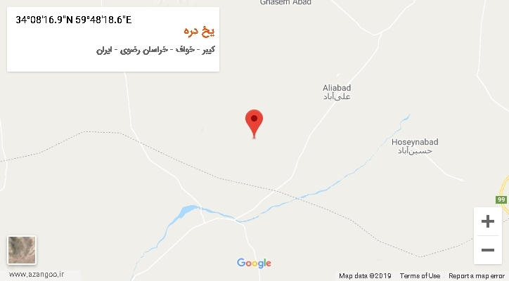 روستای یخ دره بر روی نقشه