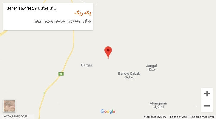 روستای یکه ریگ بر روی نقشه