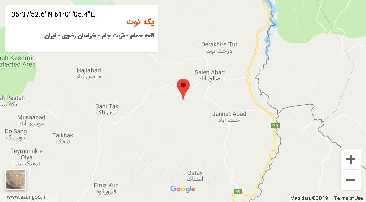 روستای یکه توت بر روی نقشه