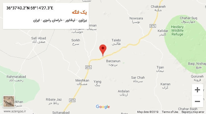 روستای یک لنگه بر روی نقشه