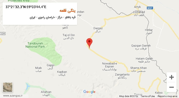روستای ینگی قلعه بر روی نقشه