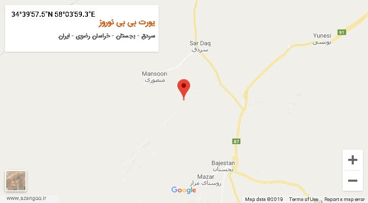 روستای یورت بی بی نوروز بر روی نقشه