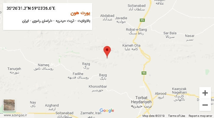 روستای یورت هون بر روی نقشه