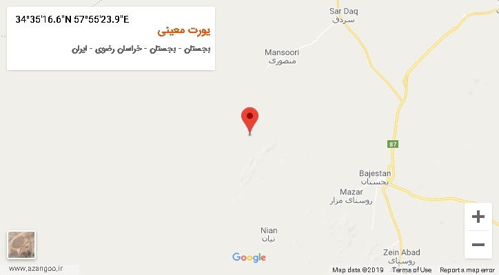 روستای یورت معینی بر روی نقشه