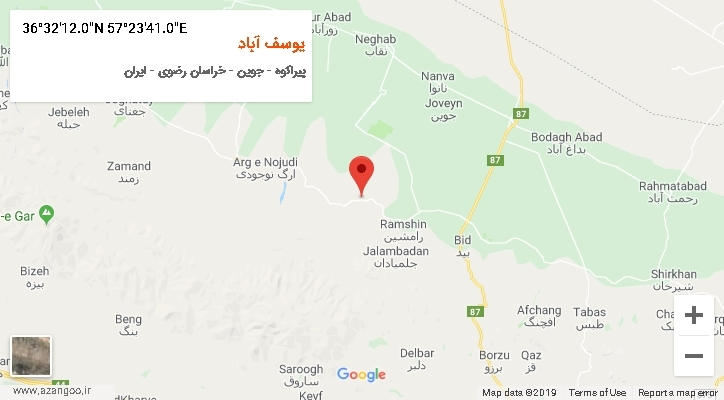روستای یوسف آباد بر روی نقشه